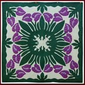 PURPLE ANTHURIUM Classic Quilted Wall Hanging. Hand Made Traditional Hawaiian Quilt. Tropical Island Wall Decor