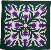 PURPLE GUZMANIA Classic Quilted Wall Hanging. Hand Made Traditional Hawaiian Quilt. Tropical Island Wall Decor