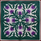Purple GUZMANIA Classic Quilted Wall Hanging. Hand Made Traditional Hawaiian Quilt. Tropical Island Wall Decor