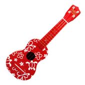RED HONU Floral Hawaiian Vintage Style Wooden Ukulele. Hand Painted Wood. Hawaiian Luau Party Supplies 