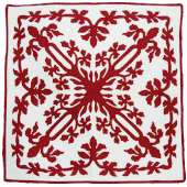 RED ORCHID Classic Quilted Wall Hanging. Hand Made Traditional Hawaiian Quilt. Tropical Island Wall Decor