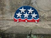 Red, White and Blue USA Flag Tiki Hanger/ Key Holder - Stars and Stripes Art Patriotic Americana Decor