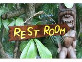 REST ROOM Driftwood Bath Room Sign with Nautical Rope. Rustic Tropical Pool Decor. Hawaiian Islands Inspired Art. Gifts with Aloha...