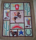 RODEO Hawaiian Baby / Lap Quilt. Cowboy Theme Nursery Decor. Tropical Infant Blanket.  Gifts with aloha...