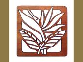 SET OF 2 BIRD OF PARADISE LASER CUT WOOD TRIVETS / COASTERSTropical Kitchen Decor