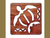SET OF 2 SEA TURTLE "HONU" LASER CUT WOOD TRIVETS - Tropical Table Decor.  Hawaiian Gifts with Aloha...