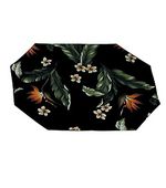 Set of 2 Vintage  Quilted Placemats  with napkins.  Black Bird of Paradise Print Quilt  Placemat Set