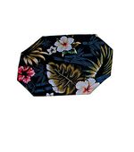 Set of 2 Vintage  Quilted Placemats  with napkins.  Blue Hibiscus and Bamboo  Print Quilt  Placemat Set