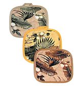 Set of 3  Hawaiian Oven Mitts Vintage Hibiscus Print.  Tropical Decor