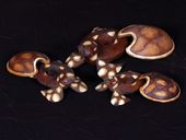 SET OF 3  Keepsake Boxes with Hawaiian Sea Turtle Carvings.  Oceanic Art