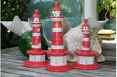 SET of 3 LIGHTHOUSES  - Nautical Beach Decor. Available in red, blue and Yellow Coastal Colors