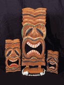  Set of 3 LOVE Tiki Masks  -  Tiki Idols - Hand Carved Wood