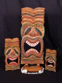  Set of 3 LOVE Tiki Masks  -  Tiki Idols - Hand Carved Wood
