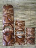 Set of 3 OCEAN Tiki Masks: 8" 12 " and 20". Tropical Wall Decor. Polynesian Art 