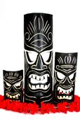 Set of  3 Tiki Masks Love, Happy, Money 