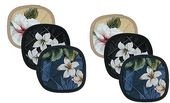 Set of 6 Hawaiian Floral Print COASTERS. Hibiscus print coasters