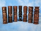 Set of 6 HawaiianTiki Totems - 8".  Hawaiian Gifts With Aloha...