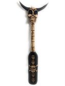 SKULL & BONES " W/ BULL HORNS  Nautical Pirate OAR/PADDLE   HARLEY DAVIDSON SKULL DECOR. Tiki Bar Decorations.