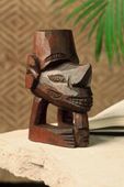 SOLOMON ISLANDS Polynesian Tiki Protection image "NGUZU NGUZU" Carving. BOOK ENDS