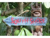 SOUTH SHORE DRIFTWOOD SIGN with Nautical Rope. Rustic Tropical Pool Decor. Hawaiian Islands Inspired Art.  Gifts with Aloha...