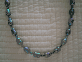 STUNNING Black Green Pearl necklace with crystal accents