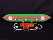 Surfboard Wall Hanger with Hibiscus Flowers. Surf Decor