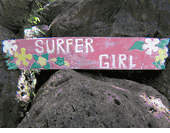 SURFER GIRL  Roxy Style Hawaiian  Luau  Sign. Wooden Tiki Bar Plaque