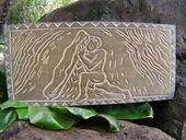 THE NANA STONE - King Kamehameha - Storyboard of Hawaii. Wooden Relief. Nostalgia Hawaiian Wood Sign Art