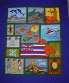 THE STORY OF HAWAII Classic Quilted Wall Hanging. Hand Made Traditional Hawaiian Quilt. Tropical Island Wall Decor