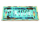 24" TIKI BAR Weathered Turquoise Tribal  Drift Wood  SIGN  Hawaiian Luau Decor