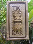 TIKI BAR Tiki Sign. Hawaiian  Bamboo Framed Tiki Mask with lauhala mat. Luau Tiki Decoration