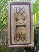TIKI BAR Tiki Sign. Hawaiian  Bamboo Framed Tiki Mask with lauhala mat. Luau Tiki Decoration