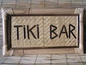 TIKI BAR Tiki Sign. Hawaiian Bamboo Framed with lauhala mat. Luau Tiki Decoration