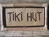 TIKI HUT Tiki Bar Sign. Hawaiian Welcome sign. Bamboo frame with Lauhala mat. Tropical Luau Tiki Decoration