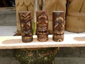 TIKI SET of 3: Big Kahuna,  Tribal Chief and Love  Tiki Totem - Hand Carved, Size 6"