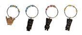 TIKI Set of 4 Wine Glass Charms. Hawaiian tiki bar accents. Exotic Wine accessories. Tropical Table ware