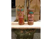 Tiki Set of Two:  Warrior Tiki and Fertility Tiki.  Hand Carved Wood.  