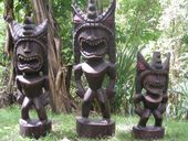 Tiki Trio Statues: Love Prosperity and Health Tiki Sculptures