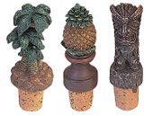 Tropical Set OF 3 WINE CORKS. Hawaiian tiki bar accents. Exotic Wine accessories
