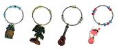 TROPICAL Set of 4 Wine Glass Charms. Hawaiian tiki bar accents. Exotic Wine accessories. Tropical Table ware