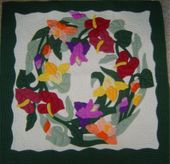 TROPICAL SPLENDOR Classic Quilted Wall Hanging. Hand Made Traditional Hawaiian Quilt. Tropical Island Wall Decor