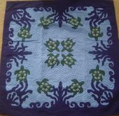 Turtle  Tales Blue Hawaiian Quilt. Tropical Baby Blanket. Hawaiian Wall Hanging.