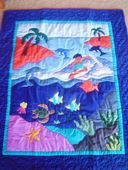 UNDER SEA Hawaiian Baby Quilt. Infant Nursery Crib Bedding Tropical Wall Hanging