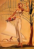 Vintage GILL Airbrush Art Deco Hawaiian Poster. Nostalgic 1940's Giclee Print