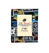 Vintage Hawaiian Design Blue Aloha Print Picture Frame. Retro Hawaiiana Photo Frame