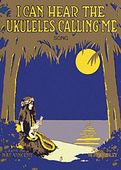 Vintage Hawaiian Melody Sheet Music Cover " I CAN HEAR THE UKULELES CALLING ME". Retro Plantation style, turn of the century, nostalgic hawaiiana, period art