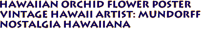 Hawaiian Orchid Flower Poster
Vintage Hawaii Artist: Mundorff
Nostalgia Hawaiiana