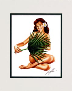 ハワイ購入♥️レア♥️アンティーク風アート　ロカビリー　ピンナップガール Vintage Hawaiian 