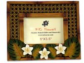 Vintage Hawaiiana Keepsake Photo Frame with Plumeria Flowers. Island Inspired Gift with Aloha