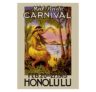 Vintage Hawaiiana Nostalgia MID PACIFIC CARNIVAL Festival Poster